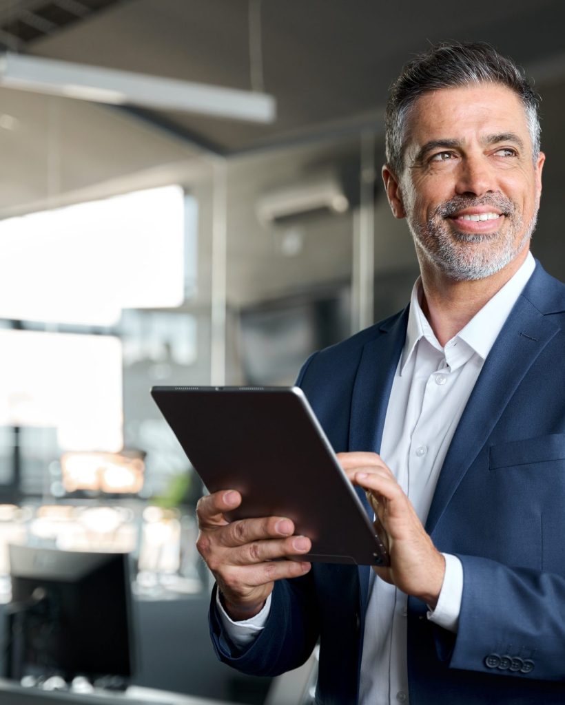 Happy,Middle,Aged,Business,Man,Ceo,Wearing,Suit,Standing,In